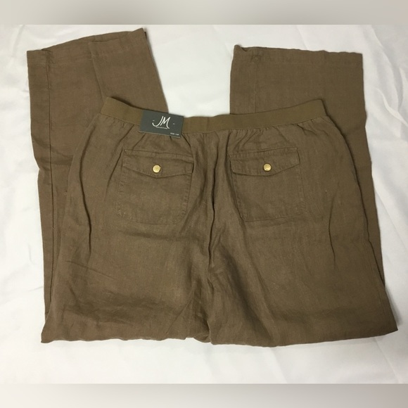 JM Collection 100% Linen Pants Women Size 14 Petite New - Picture 3 of 5